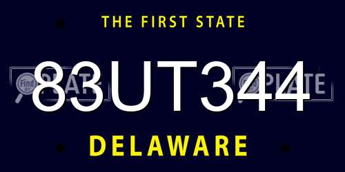 83UT344 Delaware License Plate