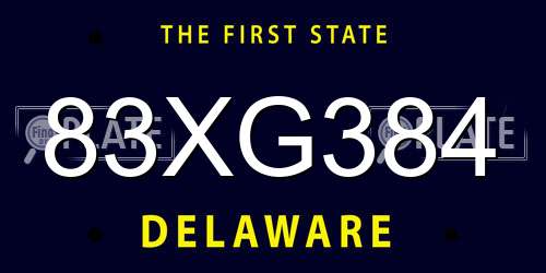 83XG384 Delaware License Plate