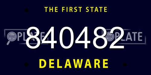 840482 Delaware License Plate