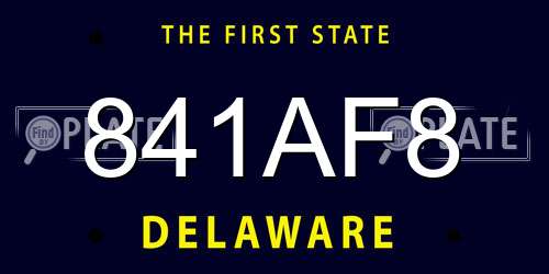 841AF8 Delaware License Plate