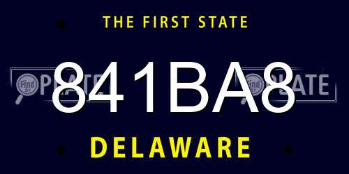 841BA8 Delaware License Plate