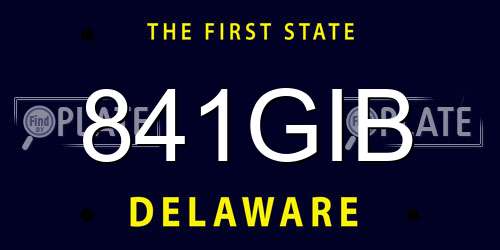 841GIB Delaware License Plate