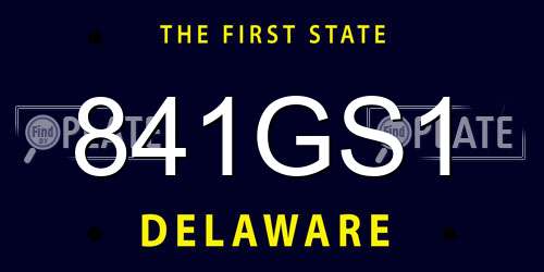 841GS1 Delaware License Plate