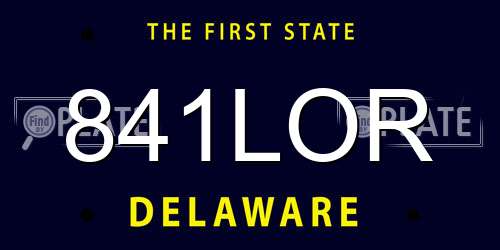841LOR Delaware License Plate