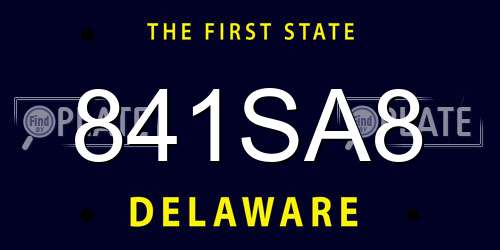 841SA8 Delaware License Plate