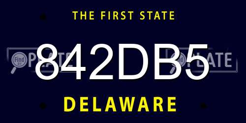 842DB5 Delaware License Plate