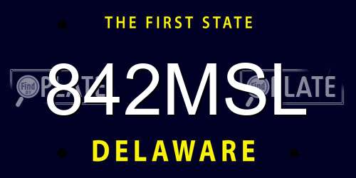 842MSL Delaware License Plate