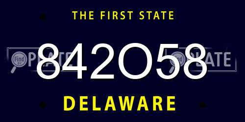 842O58 Delaware License Plate