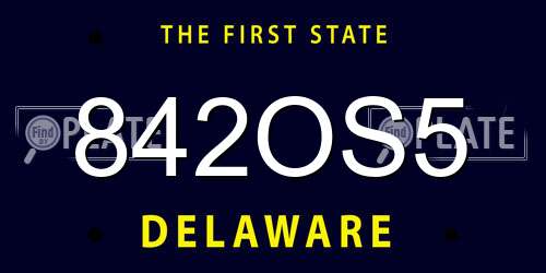 842OS5 Delaware License Plate