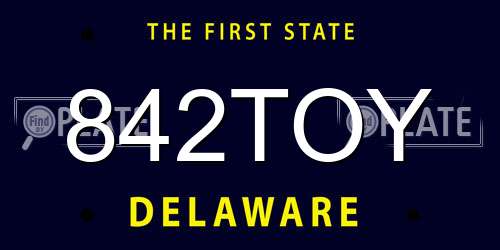 842TOY Delaware License Plate