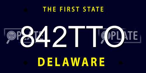 842TTO Delaware License Plate