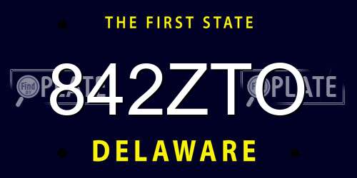 842ZTO Delaware License Plate