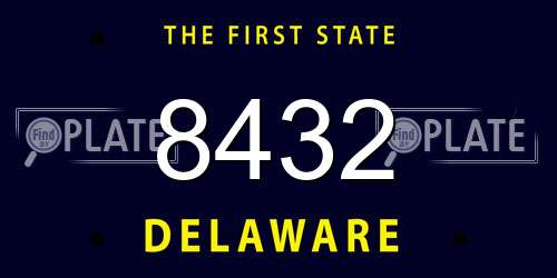 8432 Delaware License Plate