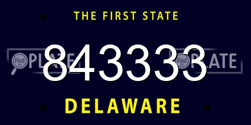 843333 Delaware License Plate