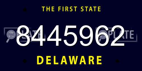 8445962 Delaware License Plate