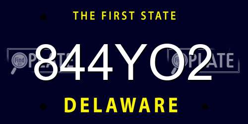 844YO2 Delaware License Plate