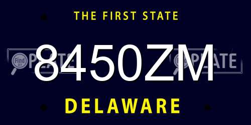 8450ZM Delaware License Plate
