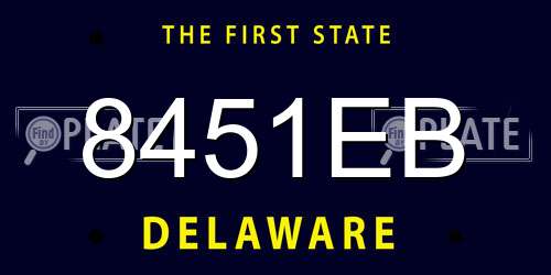 8451EB Delaware License Plate