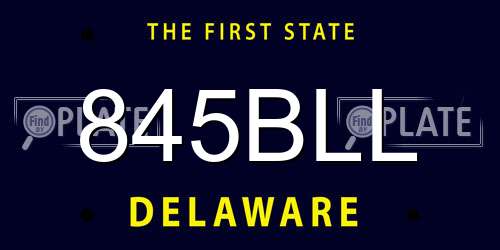 845BLL Delaware License Plate