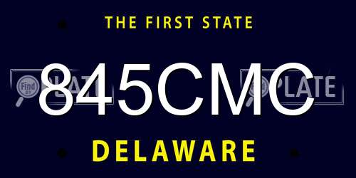 845CMC Delaware License Plate