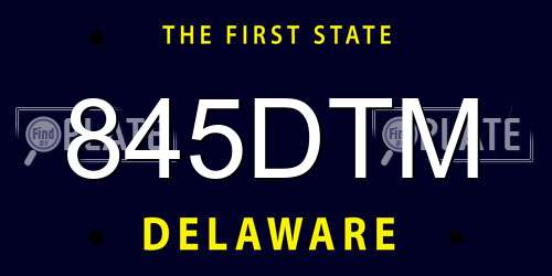 845DTM Delaware License Plate
