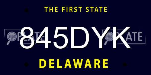 845DYK Delaware License Plate
