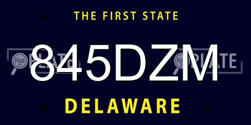845DZM Delaware License Plate