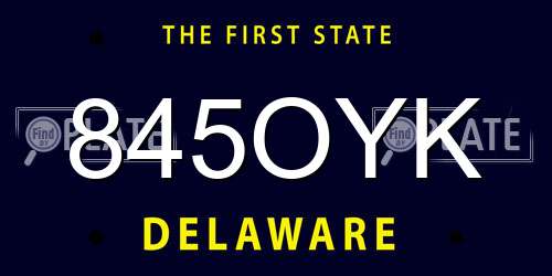 845OYK Delaware License Plate