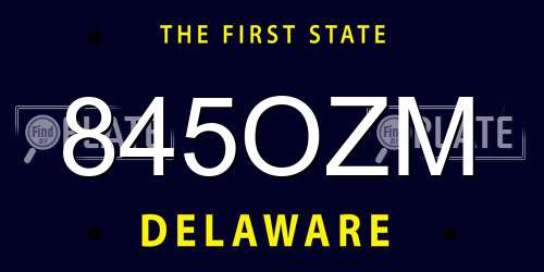 845OZM Delaware License Plate