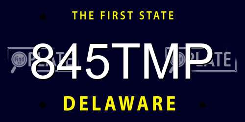 845TMP Delaware License Plate