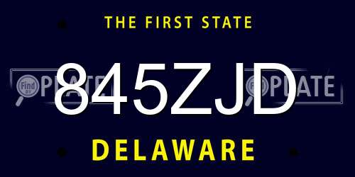 845ZJD Delaware License Plate