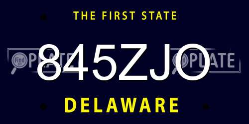 845ZJO Delaware License Plate