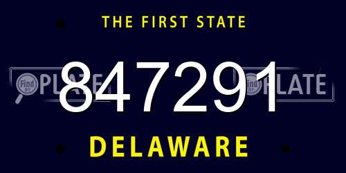 847291 Delaware License Plate