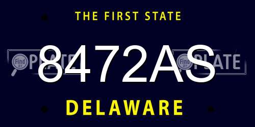 8472AS Delaware License Plate