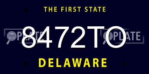 8472TO Delaware License Plate