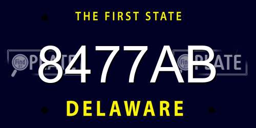8477AB Delaware License Plate