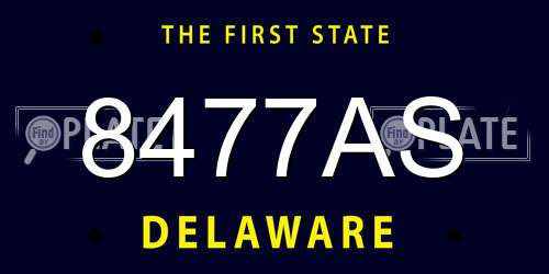 8477AS Delaware License Plate