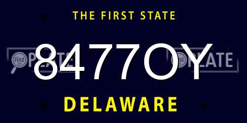 8477OY Delaware License Plate