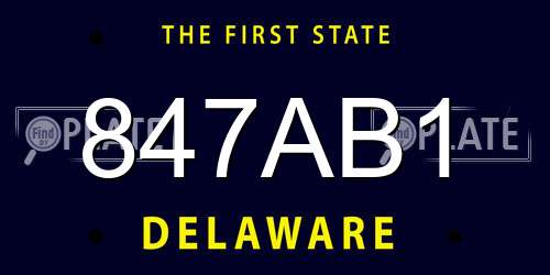 847AB1 Delaware License Plate