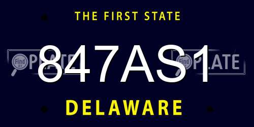 847AS1 Delaware License Plate