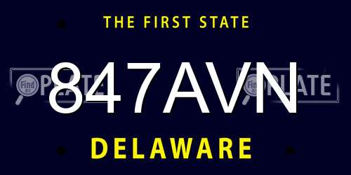 847AVN Delaware License Plate