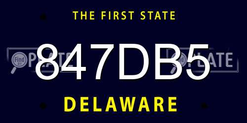 847DB5 Delaware License Plate