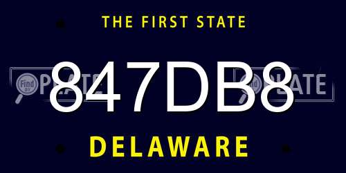 847DB8 Delaware License Plate