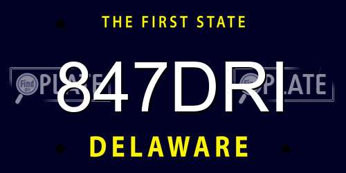 847DRI Delaware License Plate
