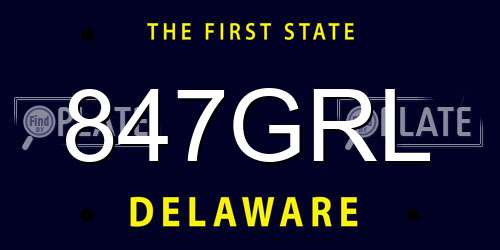 847GRL Delaware License Plate