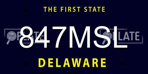 847MSL Delaware License Plate