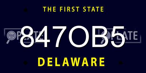 847OB5 Delaware License Plate