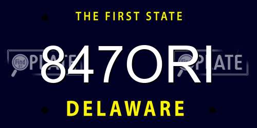 847ORI Delaware License Plate