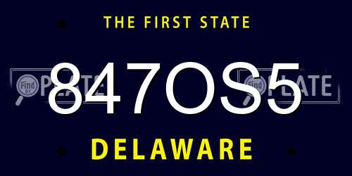 847OS5 Delaware License Plate