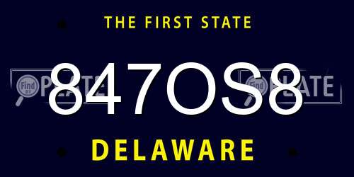 847OS8 Delaware License Plate